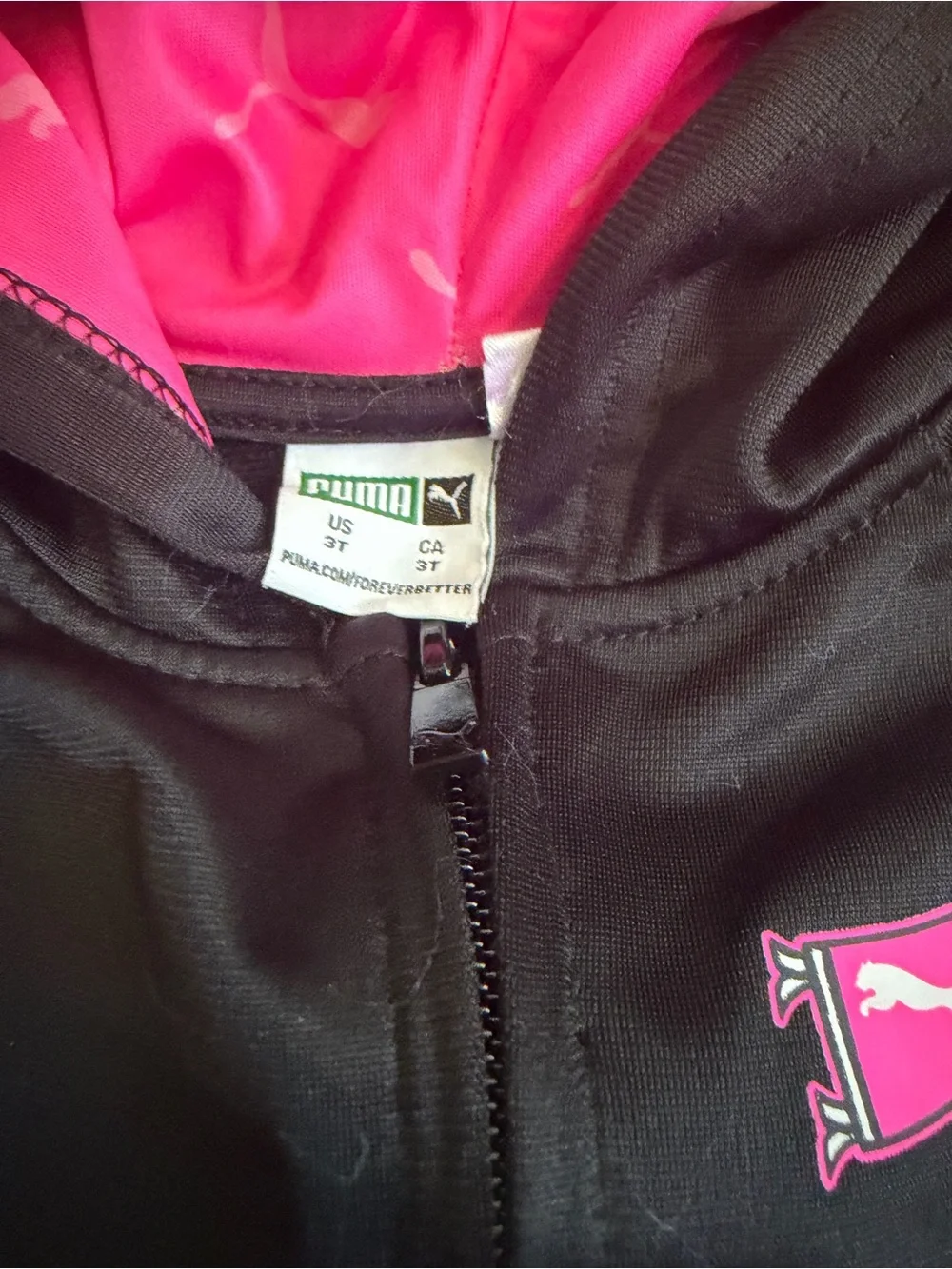 Puma Black & Pink Hooded Track Set for Kids
